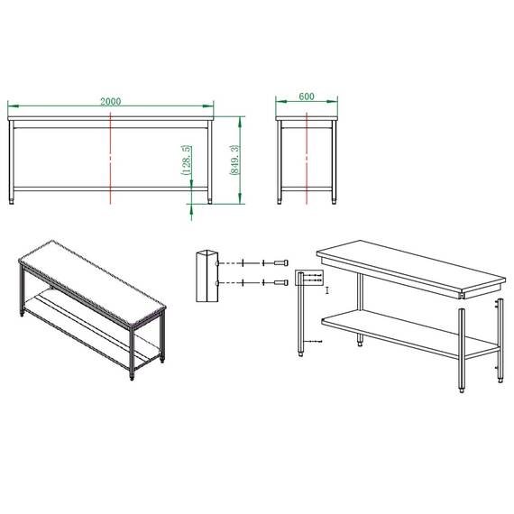Vaiotec Easyline Arbeitstisch 600 / mit Grundboden B:2000, Bild 3