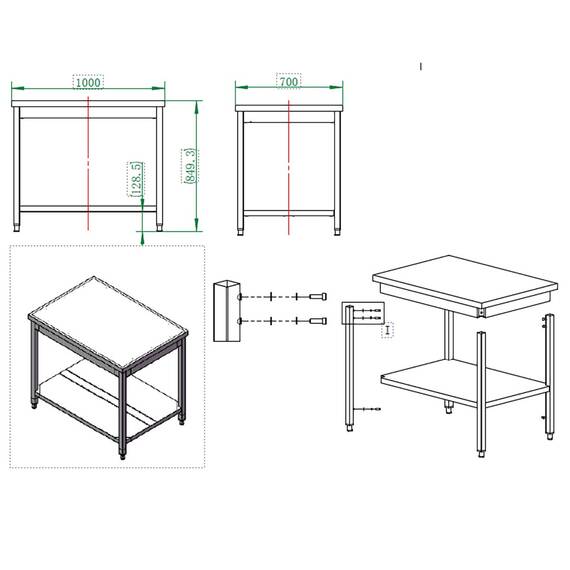 Vaiotec Easyline Arbeitstisch 700 / mit Grundboden B:1000, Bild 3