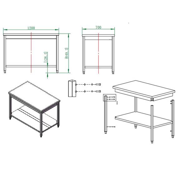 Vaiotec Easyline Arbeitstisch 700 / mit Grundboden B:1200, Bild 3