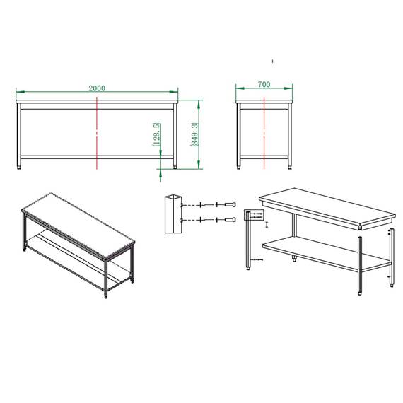 Vaiotec Easyline Arbeitstisch 700 / mit Grundboden B:2000, Bild 3
