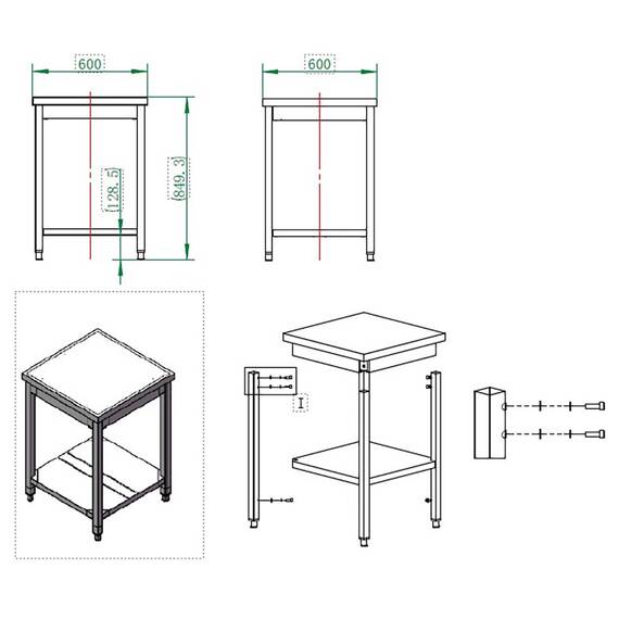 Vaiotec Easyline Arbeitstisch 600 / mit Grundboden B:600, Bild 3
