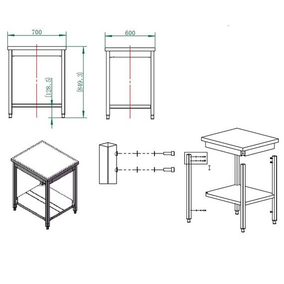 Vaiotec Easyline Arbeitstisch 600 / mit Grundboden B:700, Bild 3