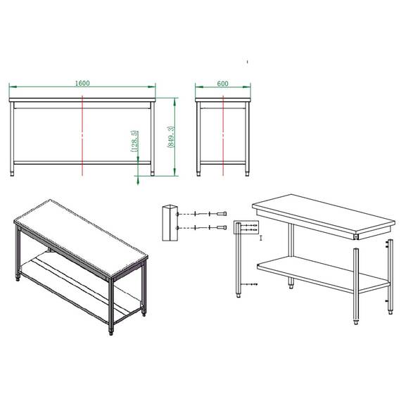 Vaiotec Easyline Arbeitstisch 600 / mit Grundboden B:1600, Bild 3