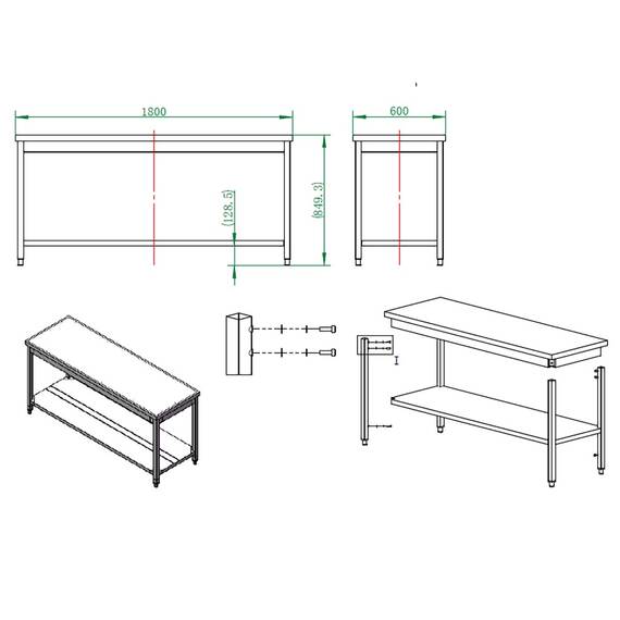 Vaiotec Easyline Arbeitstisch 600 / mit Grundboden B:1800, Bild 3
