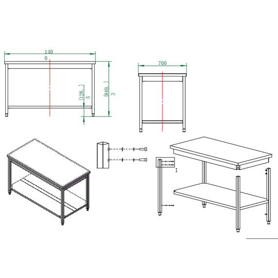 Vaiotec Easyline Arbeitstisch 700 / mit Grundboden B:1400, Bild 3