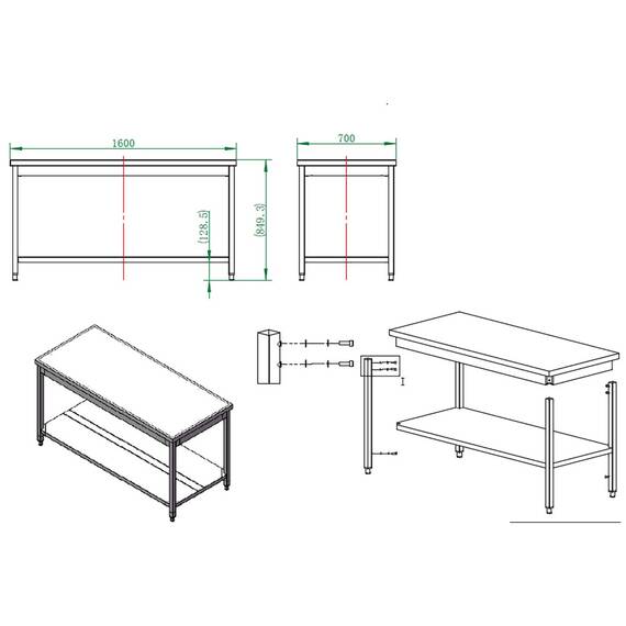 Vaiotec Easyline Arbeitstisch 700 / mit Grundboden B:1600, Bild 3