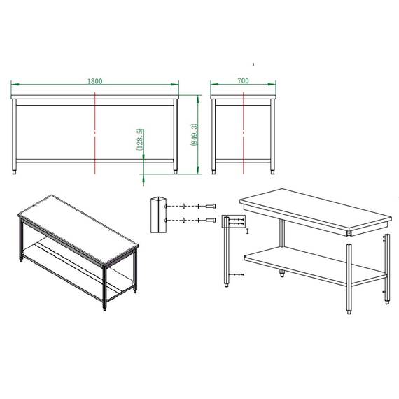 Vaiotec Easyline Arbeitstisch 700 / mit Grundboden B:1800, Bild 3