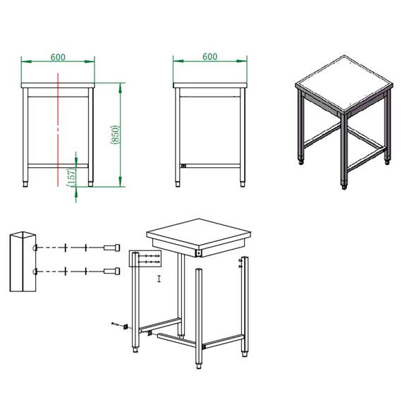 Vaiotec Easyline Arbeitstisch 600 / unterfahrbar B:600, Bild 4