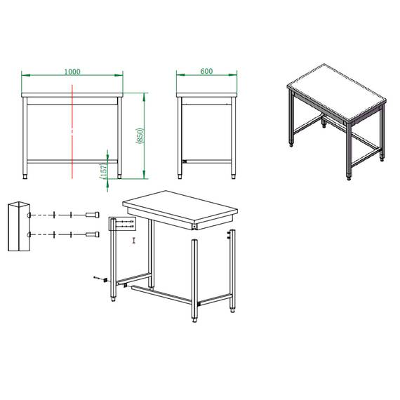 Vaiotec Easyline Arbeitstisch 600 / unterfahrbar B:1000, Bild 4