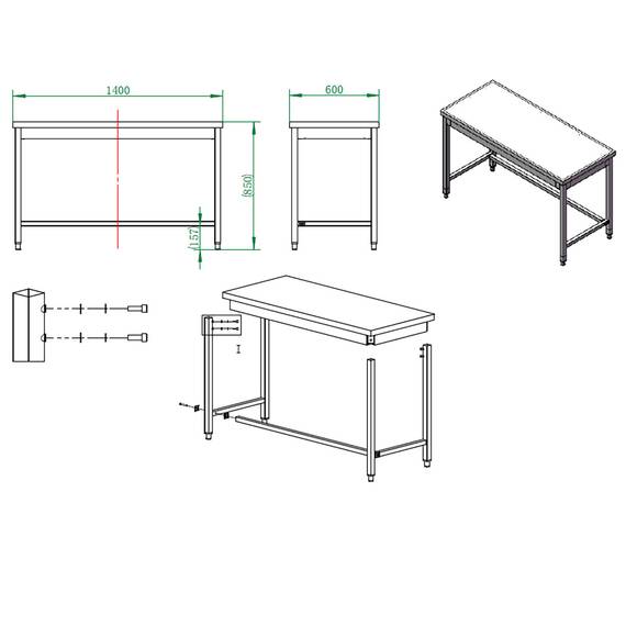 Vaiotec Easyline Arbeitstisch 600 / unterfahrbar B:1400, Bild 4