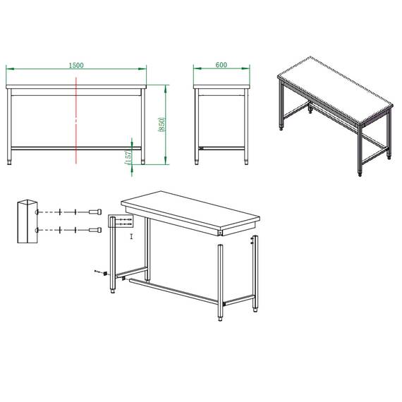 Vaiotec Easyline Arbeitstisch 600 / unterfahrbar B:1500, Bild 4