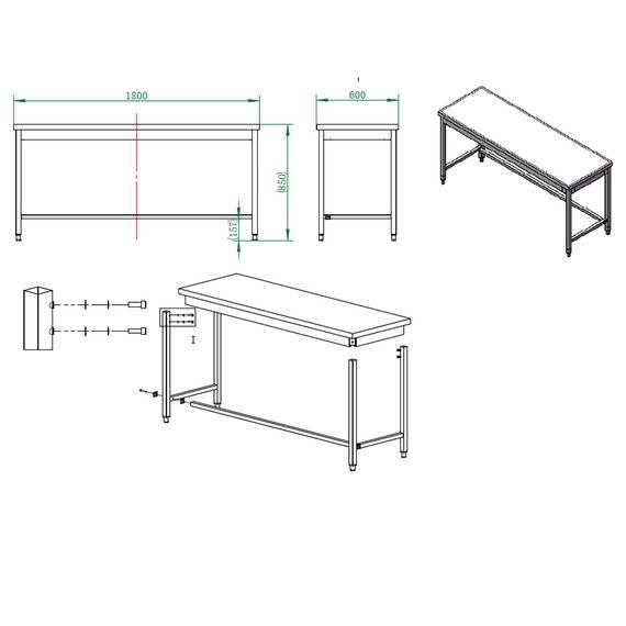 Vaiotec Easyline Arbeitstisch 600 / unterfahrbar B:1800, Bild 4