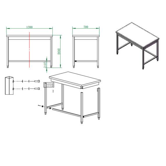Vaiotec Easyline Arbeitstisch 700 / unterfahrbar B:1200, Bild 4
