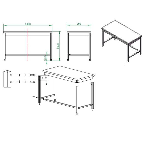 Vaiotec Easyline Arbeitstisch 700 / unterfahrbar B:1400, Bild 4