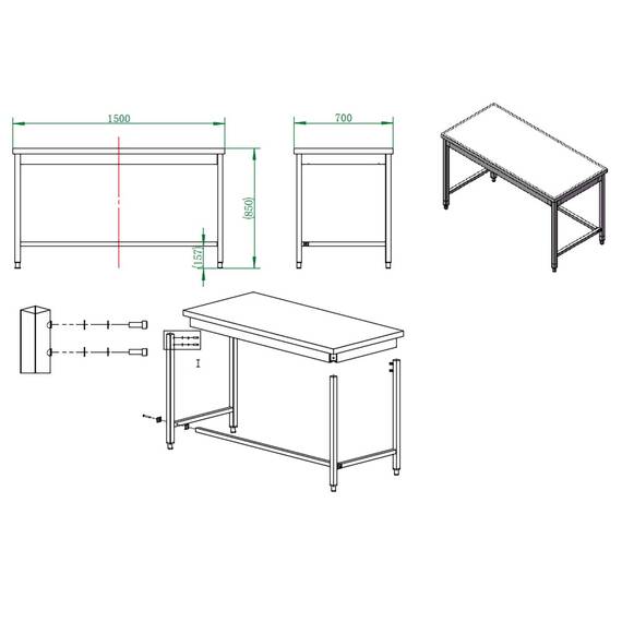 Vaiotec Easyline Arbeitstisch 700 / unterfahrbar B:1500, Bild 4