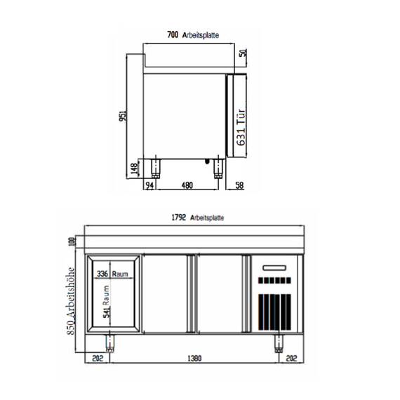 Vaiotec Topline Kühltisch 700 / 3-fach GN1/1 mit 4 Schubladen / 1 Tür & Aufkantung, Bild 5