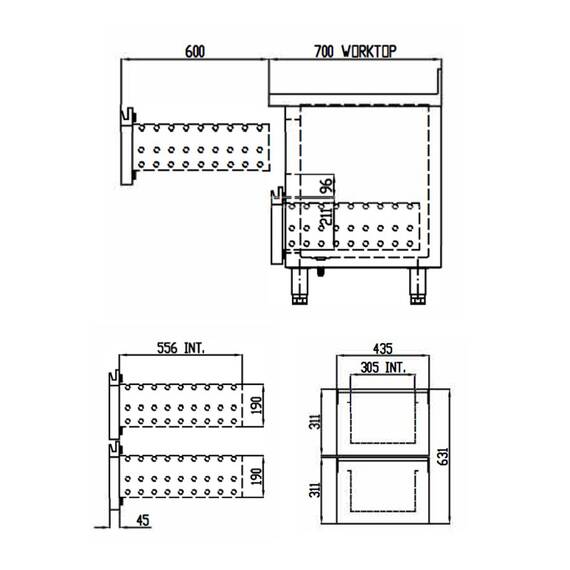 Vaiotec Topline Kühltisch 700 / 3-fach GN1/1 mit 4 Schubladen / 1 Tür & Aufkantung, Bild 6