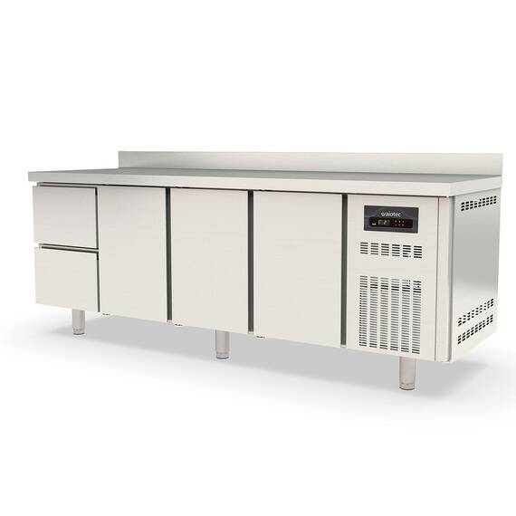 Vaiotec Topline Kühltisch 700 / 4-fach GN1/1 mit 2 Schubladen / 3 Türen & Aufkantung
