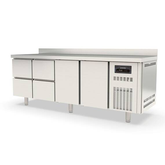 Vaiotec Topline Kühltisch 700 / 4-fach GN1/1 mit 4 Schubladen / 2 Türen & Aufkantung
