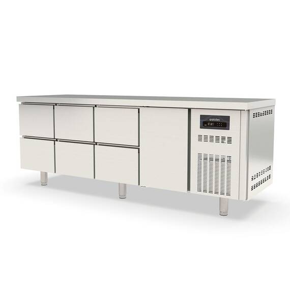 Vaiotec Topline Kühltisch 700 / 4-fach GN1/1 mit 6 Schubladen / 1 Tür