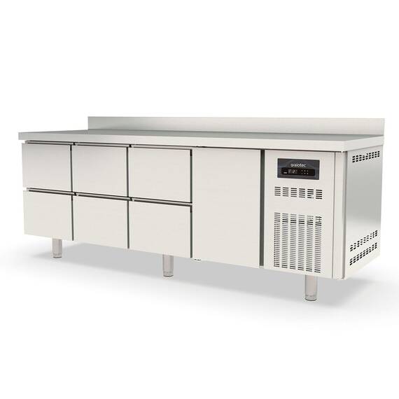 Vaiotec Topline Kühltisch 700 / 4-fach GN1/1 mit 6 Schubladen / 1 Tür & Aufkantung