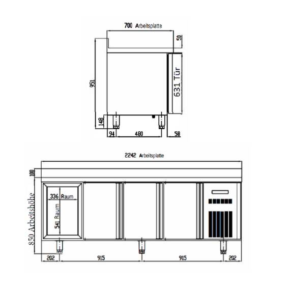 Vaiotec Topline Kühltisch 700 / 4-fach GN1/1 mit 8 Schubladen & Aufkantung, Bild 6