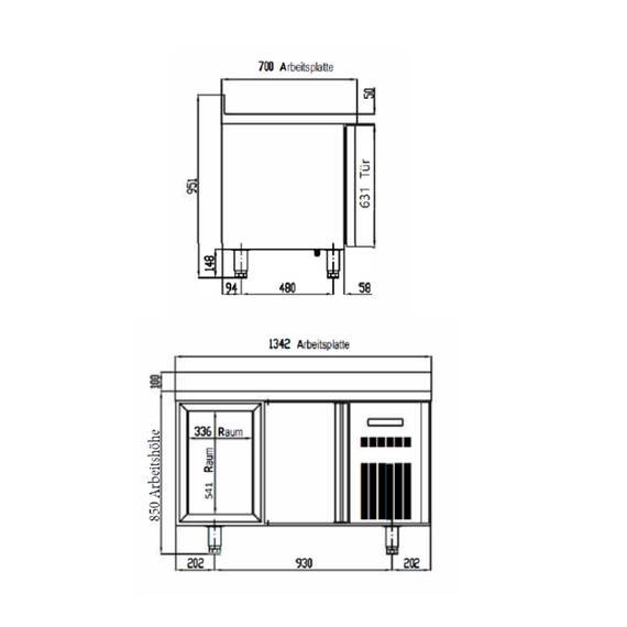 Vaiotec Topline Tiefkühltisch 700 / 2-fach GN1/1 mit 2 Schubladen / 1 Tür & Aufkantung, Bild 4