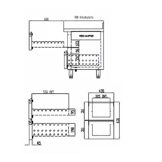 Vaiotec Topline Tiefkühltisch 700 / 2-fach GN1/1 mit 4 Schubladen & Aufkantung, Bild 6