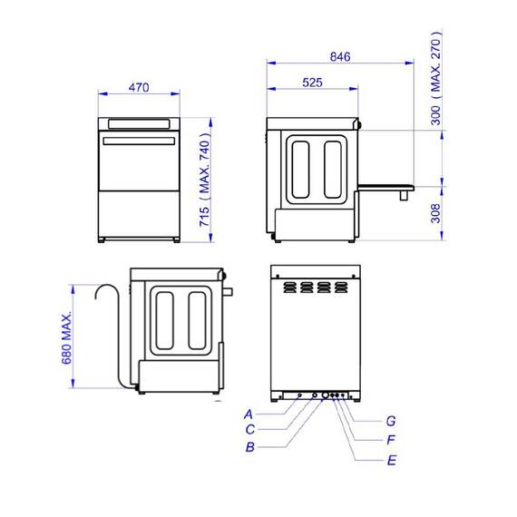 Vaiotec Easyline Gläserspülmaschine 40x40 / 230 Volt - Modell: VT-E GW40 DRD, Bild 5