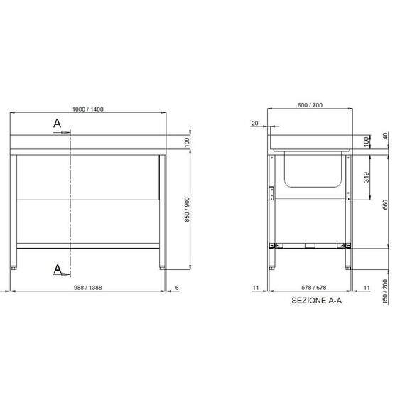 Vaiotec Topline Spültisch 600 / 1 Becken links + Abtropffläche B:1000, Bild 3