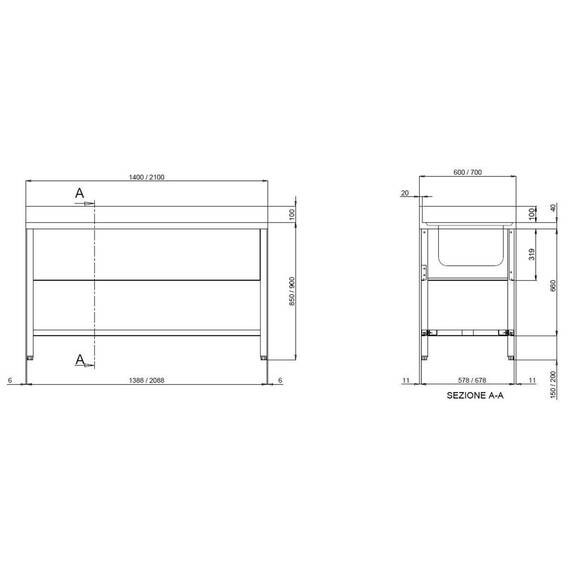 Vaiotec Topline Spültisch 600 / 2 Becken links + Abtropffläche B:1800, Bild 3