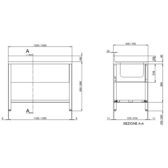 Vaiotec Topline Spültisch 700 / 2 Becken B:1200, Bild 2