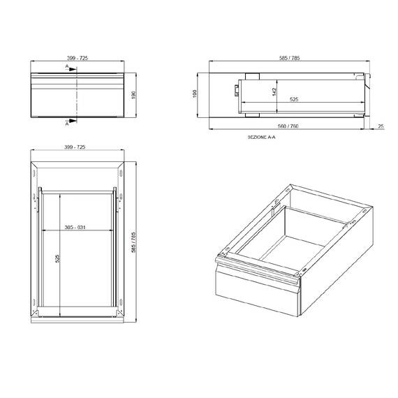 Vaiotec Schublade GN1/1 für Arbeitstisch 600 / B:400, Bild 2