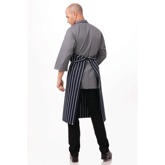 Chef Works Premium Woven Bib Apron Marineblau und Weiß gestreift, Bild 4