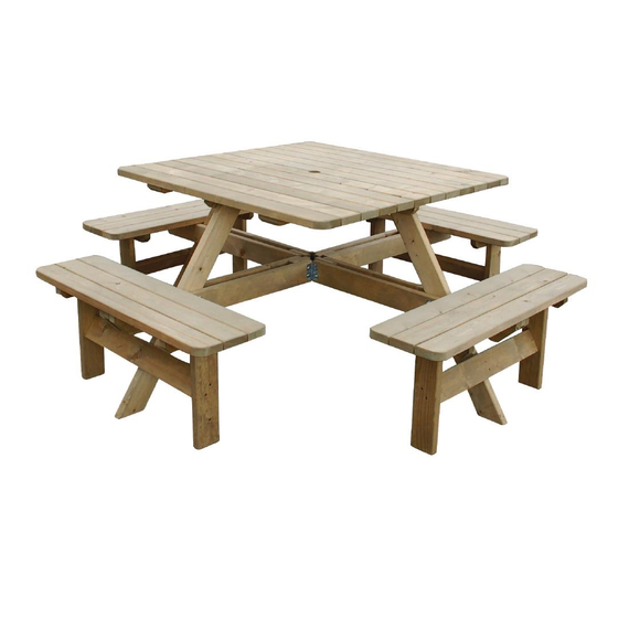 Rowlinson Quadratischer Picknicktisch aus Holz, Bild 7