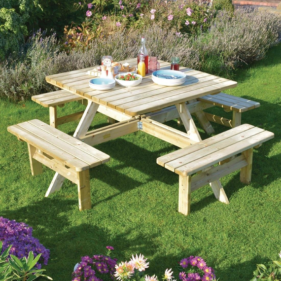 Rowlinson Quadratischer Picknicktisch aus Holz, Bild 5