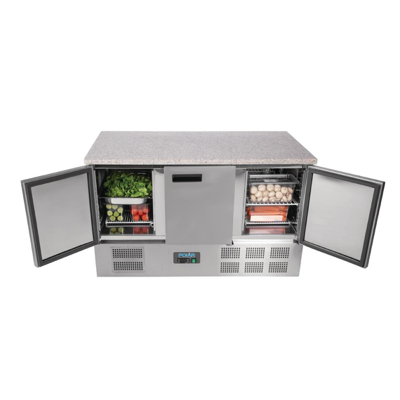 Polar Serie G Thekenkühltisch mit Marmorarbeitsfläche 3-türig 368Ltr, Bild 3