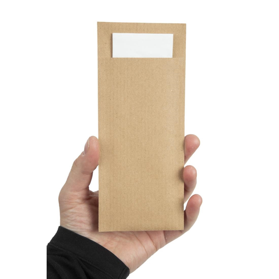 Europochette Brauner Besteckbeutel mit weißer Serviette (Box 500) (500 Stück), Bild 3