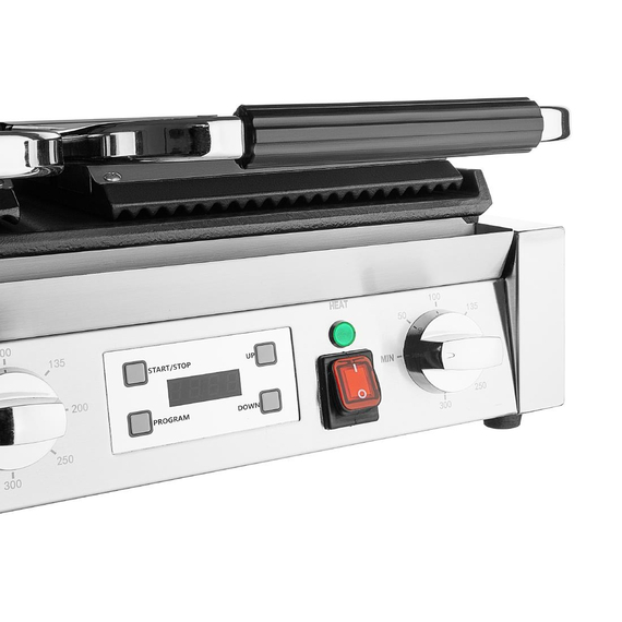 Buffalo Doppel-Kontaktgrill Flache Basis Geriffelte Oberplatte, Bild 6