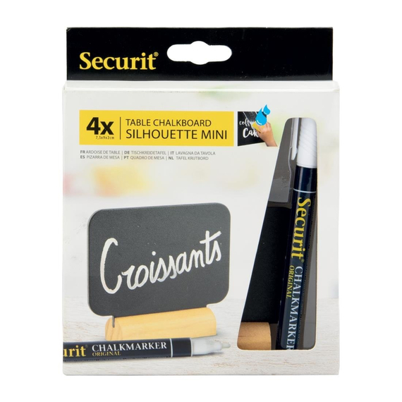 Securit rechteckige Minikreidetafeln, inklusive Kreidemarker, mit Holzsockel (4 Stück), Bild 2