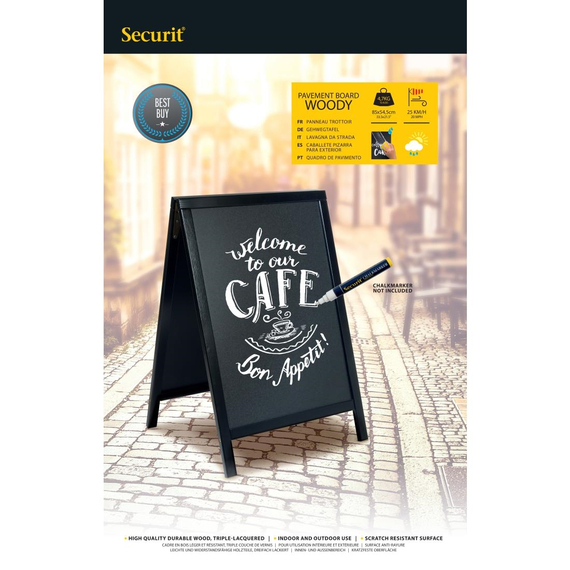 Securit Schwarzer Hölzerner kleiner Gehweg Kreide Tafel Schild, Bild 4