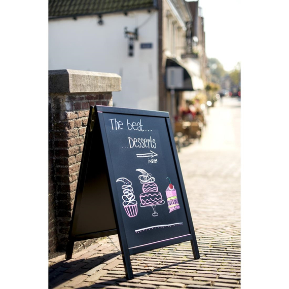 Securit Schwarzer Hölzerner kleiner Gehweg Kreide Tafel Schild, Bild 5