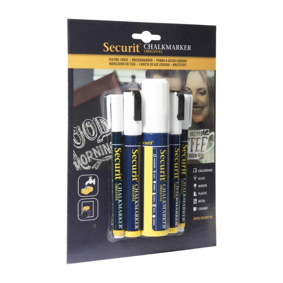 Securit Original Kreidemarker mit runder Spitze in weiß (5 Stück), Bild 4