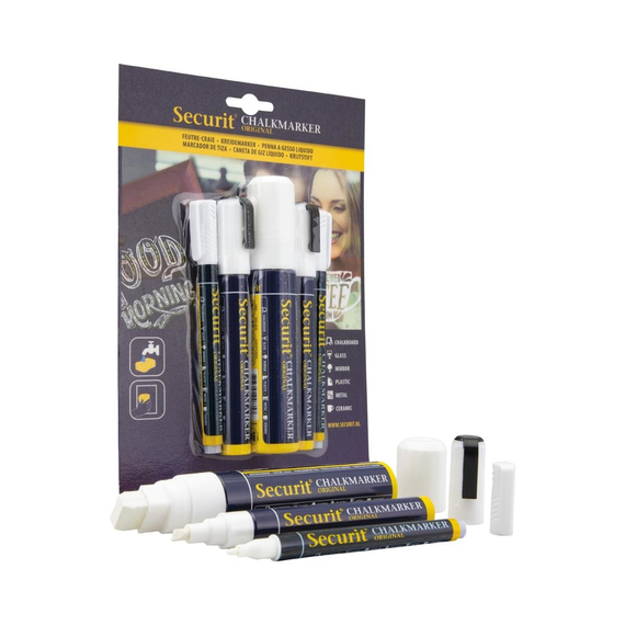 Securit Original Kreidemarker mit runder Spitze in weiß (5 Stück), Bild 2