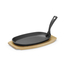 Hendi Gusseisenplatte mit Holzunterlage und Griff, Schwarz, 280x143x(H)33mm, Oval, Bild 2