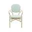 Feros Tango – Stapelbarer Bistrostuhl Rattan, Bambus/Weiß/Pastellgrün, Bild 2