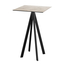 Feros Infinity - Bartisch schwarzes Gestell + Moonstone HPL-Platte 70x70 cm, Schwarz + Moonstone