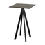Feros Infinity - Bartisch schwarzes Gestell + Midnight-Marmor HPL-Platte 70x70 cm, Schwarz + Midnight Marmor