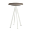 Feros Infinity - Bartisch weißes Gestell + Tropenholz HPL-Platte Ø70 cm, Weiß + Tropenholz