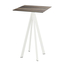 Feros Infinity - Bartisch weißes Gestell + Tropenholz HPL-Platte 70x70 cm, Weiß + Tropenholz